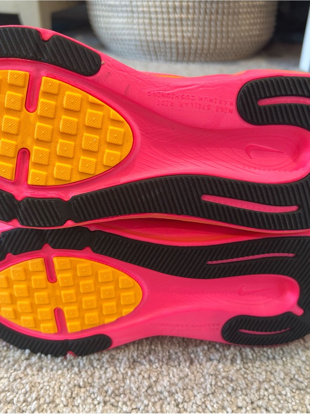 Nike Hot Pink and Orange Girls Running Shoes (size 3.5) - Picture 3 of 4
